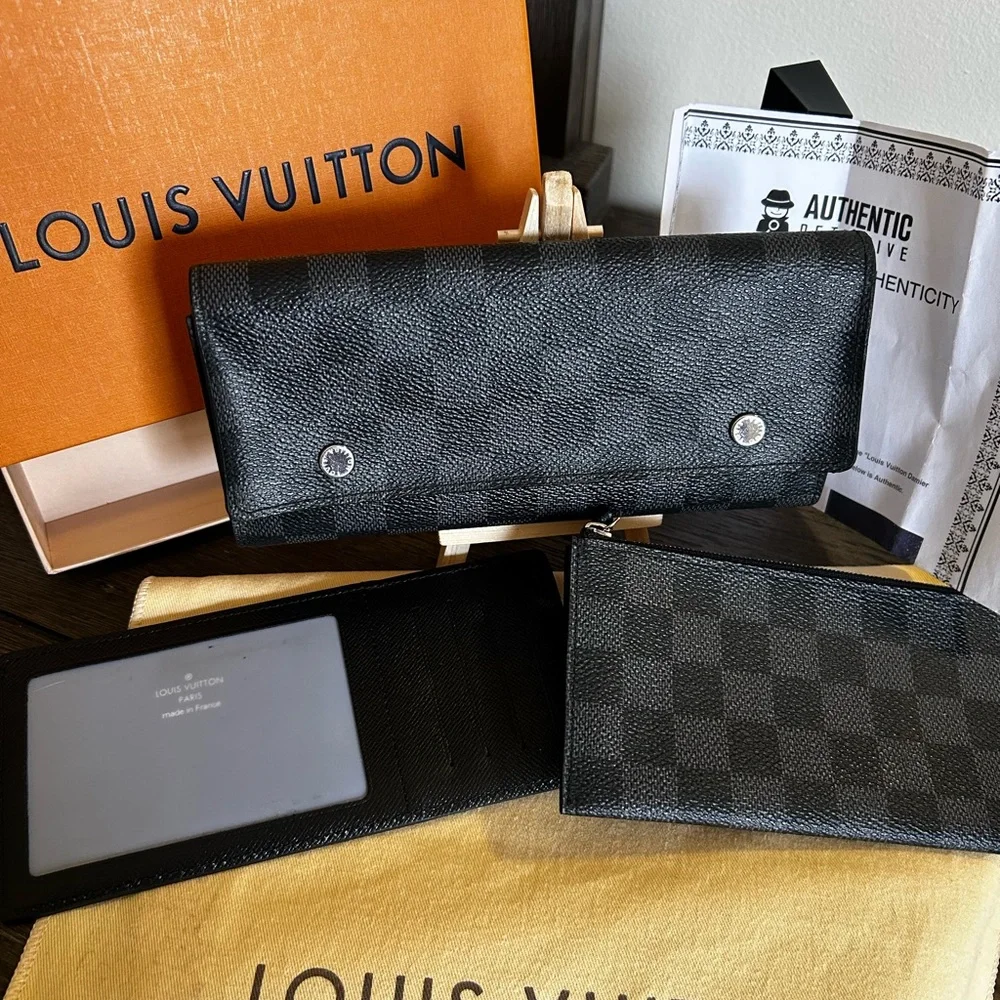 Louis Vuitton Damier Graphite Long Wallet Modulable 3 Piece! LIKE NEW!
